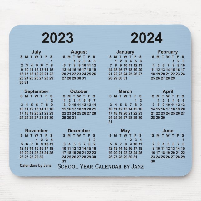 Mousepad Calendário do Ano Escolar 2023-2024 por Janz Steel (Frente)