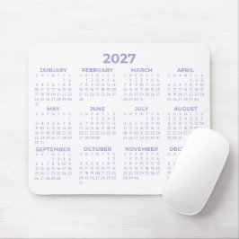 Mousepad Calendário do Ano Inteiro 2027 Lavanda Roxo Branco