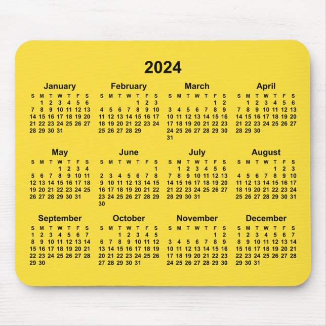 Mousepad Calendário do Banana Amarelo 2024 (Frente)