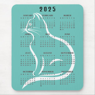 Mousepad Calendário do Cat Outline 2025