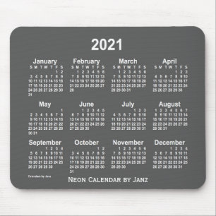 Mousepad Calendário do Neon Carvões 2021 por Janz