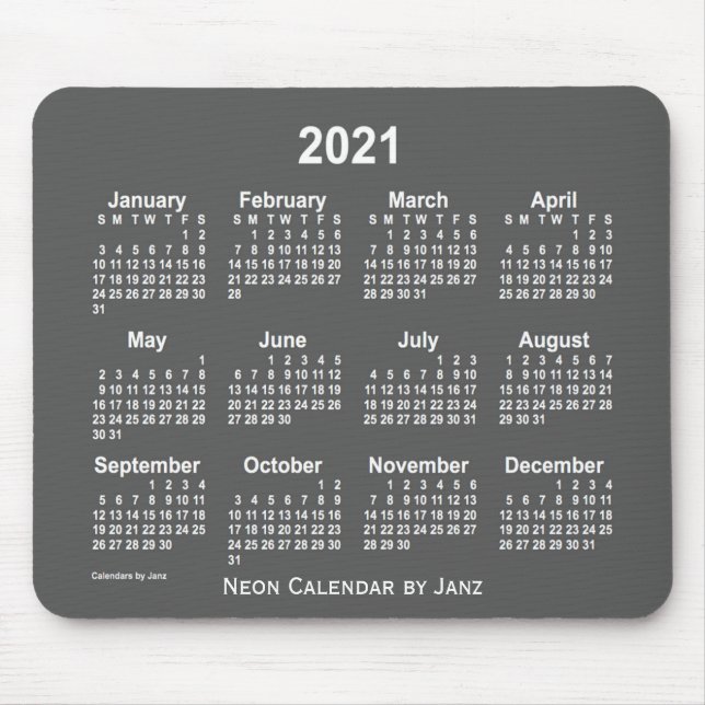 Mousepad Calendário do Neon Carvões 2021 por Janz (Frente)