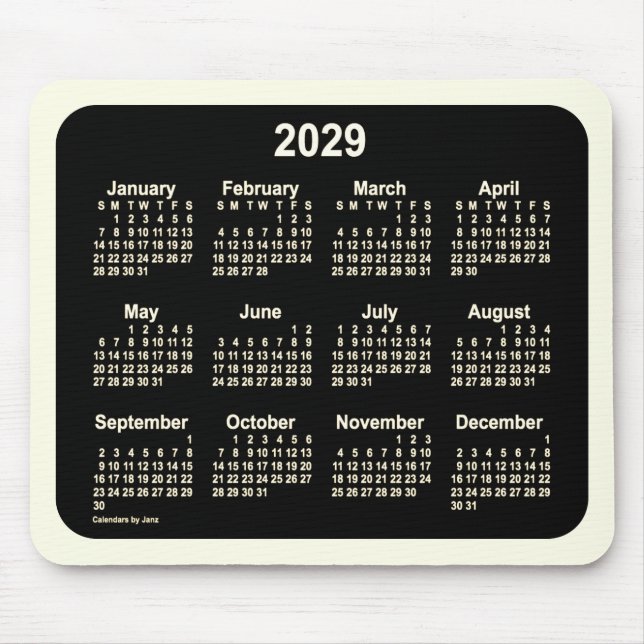 Mousepad Calendário do Neon Sepia 2029 por Janz Dois Tom (Frente)