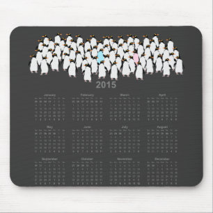 Mousepad Calendário dos pinguins agrupados 2015