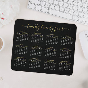 Mousepad Calendário Dourado 2020 do Script de Tendência M