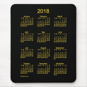 Mousepad Calendário Dourado de 2018 néons pelo tapete do