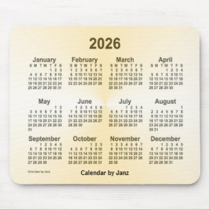 Mousepad Calendário Dourado de 2026 por Janz