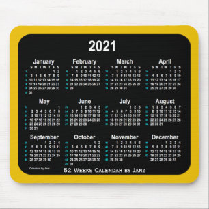 Mousepad Calendário Dourado Neon 52 Semanas 2021 por Janz
