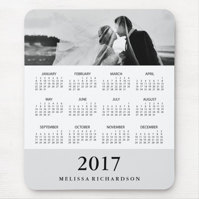 Mousepad Calendário e Foto da Faixa de Cinzas Moderna 2017 (Frente)