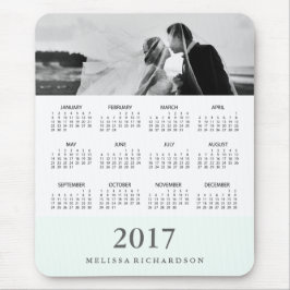 Mousepad Calendário e Foto do Modern Mint Stripe 2017
