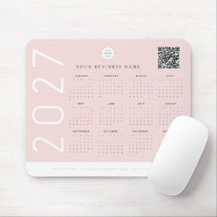 Mousepad Calendário Empresarial Logotipo Rosa 2027