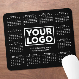 Mousepad Calendário Empresarial Moderno 2027 Logo Preto