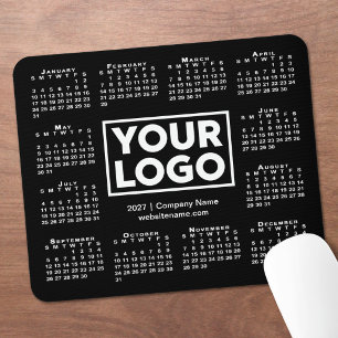 Mousepad Calendário Empresarial Moderno 2027 Logo Preto