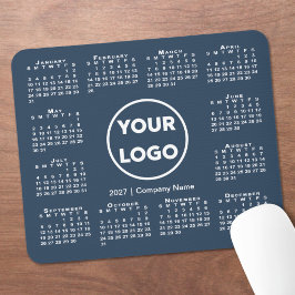Mousepad Calendário Empresarial Simples 2027 Logo em Azul M