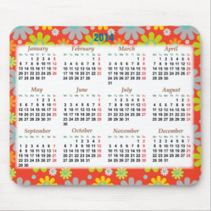 Mousepad Calendário floral 2014 por o ano novo