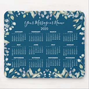 Mousepad Calendário Floral 2020 Sua Mensagem ou Nome