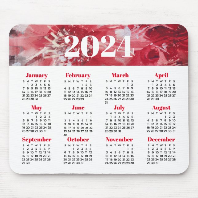 Mousepad Calendário Floral 2024 (Frente)
