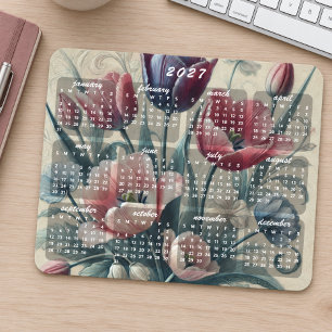 Mousepad Calendário Floral Elegante Colorido de 2027