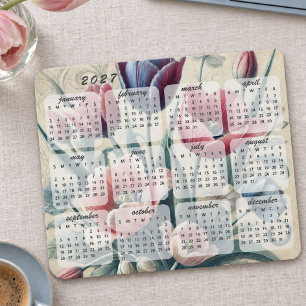 Mousepad Calendário Floral Elegante Colorido de 2027