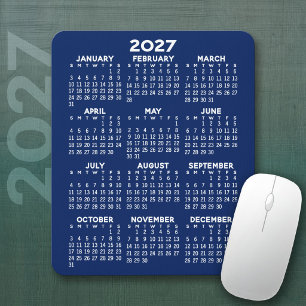 Mousepad Calendário - fundo azul do marinho - Vertical