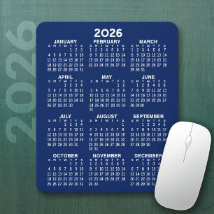Mousepad Calendário - fundo azul do marinho - Vertical