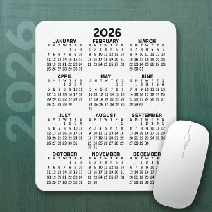 Mousepad Calendário - fundo branco - Vertical