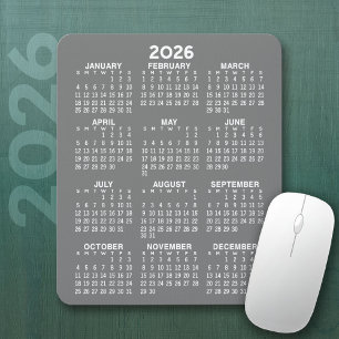 Mousepad Calendário - Fundo da cinza - Vertical