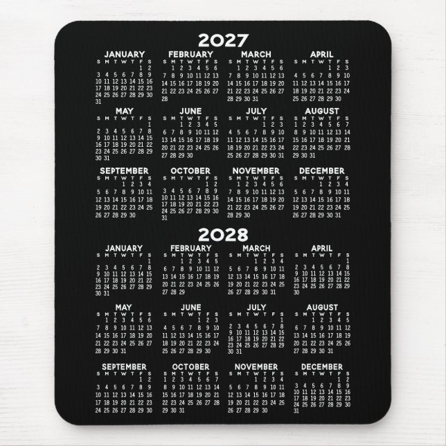 Mousepad Calendário - fundo preto - Vertical  (Frente)