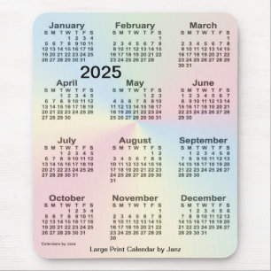 Mousepad Calendário grande Impressão do Rainbow Cloud 2025 