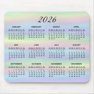 Mousepad Calendário Holográfico do Arco-Íris 2026