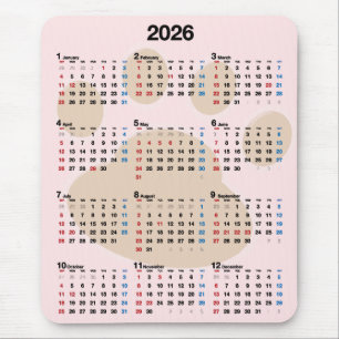 Mousepad Calendário Impressão Pata de Cachorro 2027