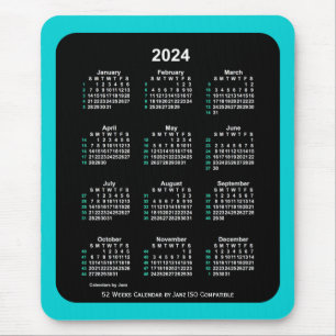 Mousepad Calendário ISO 2024 Neon 52 Semanas por Janz Dois 