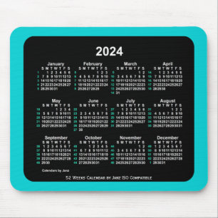 Mousepad Calendário ISO 2024 Neon 52 Semanas por Janz Dois 