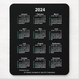 Mousepad Calendário ISO 2024 Neon White 52 Semanas por Janz