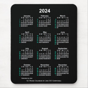 Mousepad Calendário ISO 2024 Neon White 52 Semanas por Janz