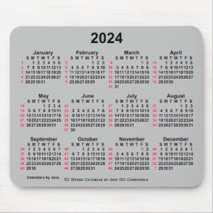 Mousepad Calendário ISO 2024 Silver 52 Semanas por Janz