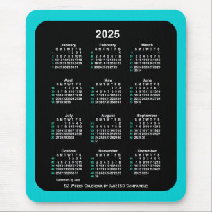 Mousepad Calendário ISO 2025 Neon 52 Semanas por Janz Dois 