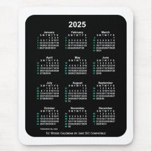 Mousepad Calendário ISO 2025 Neon 52 Semanas por Janz Dois 