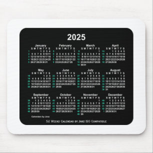 Mousepad Calendário ISO 2025 Neon 52 Semanas por Janz Dois 
