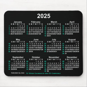 Mousepad Calendário ISO 2025 Neon White 52 Semanas por Janz