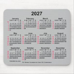 Mousepad Calendário ISO 2027 Silver 52 Semanas por Janz