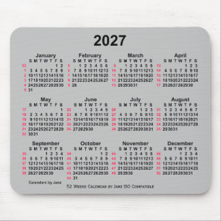 Mousepad Calendário ISO 2027 Silver 52 Semanas por Janz