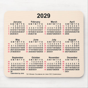 Mousepad Calendário ISO 2029 de 52 Semanas Aníticas Brancas