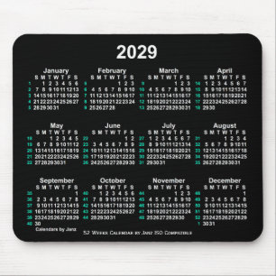 Mousepad Calendário ISO 2029 Neon White 52 Semanas por Janz