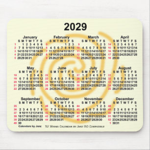 Mousepad Calendário ISO 2029 Sunny Days 52 Semanas por Janz