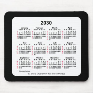 Mousepad Calendário ISO 2030 Black 52 Weeks por Janz Dois T