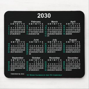 Mousepad Calendário ISO 2030 Neon White 52 Semanas por Janz
