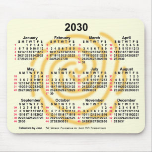 Mousepad Calendário ISO 2030 Sunny Days 52 Semanas por Janz