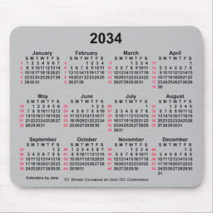 Mousepad Calendário ISO 2034 Silver 52 Semanas por Janz