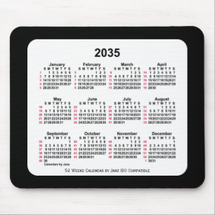 Mousepad Calendário ISO 2035 Black 52 Weeks por Janz Two To